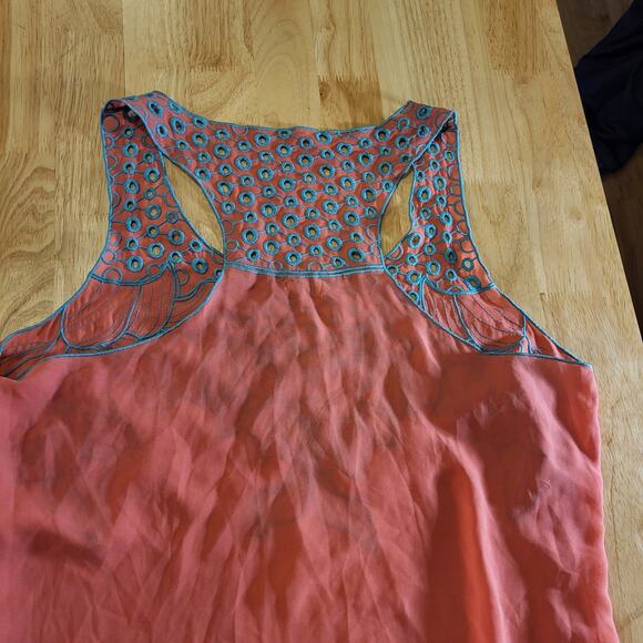 Pink Polyester Sleeveless Midi Dress Turquoise Detail 20" Pit 2 Pit - Picture 9 of 11